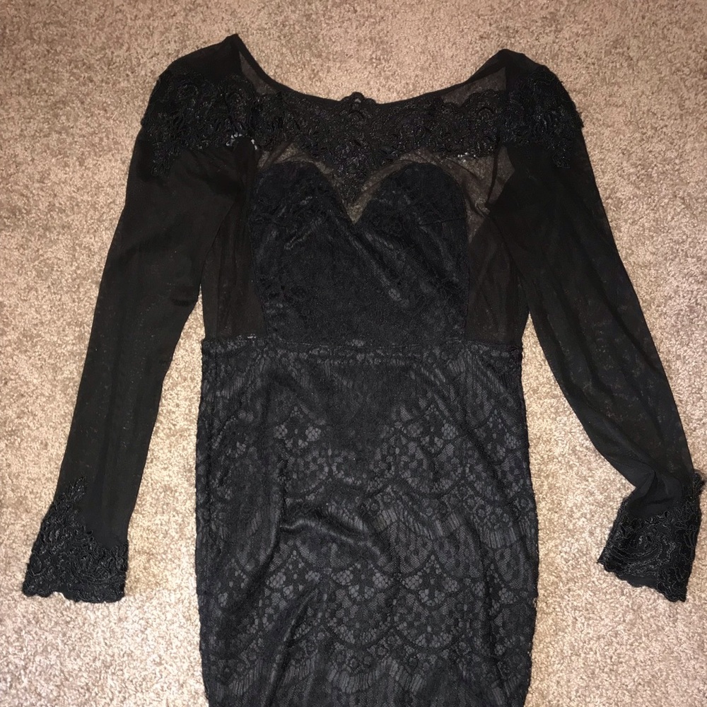 Lace sexy black dress
